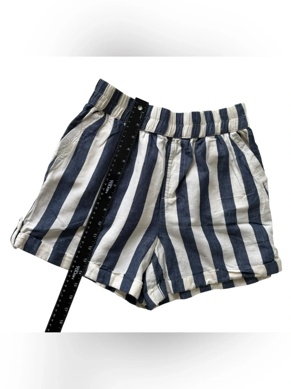 Pact Organic Cotton/Hemp Blend Shorts in the "Mariner Stripe" pattern size small - Picture 4 of 7